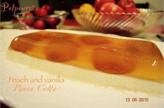 Poached Peach and Vanilla Panna Cotta…a novel presentation of the Italian classic.