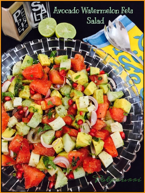 A minty avocado,watermelon and a feta salad