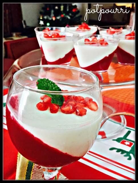 Pomegranate Jelly and Vanilla Yoghurt  Panna Cotta