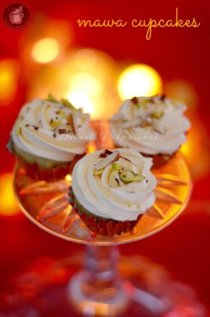 Mawa cupcakes with Kesar Pista Malai frosting …a Diwali Collab