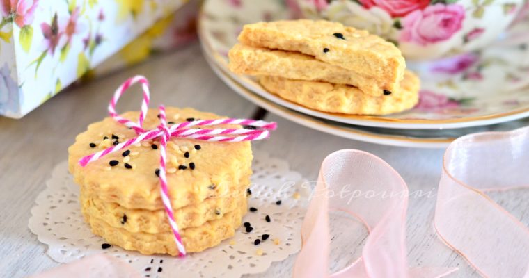 Savoury Cheddar Sables with Sesame and Nigella Seeds