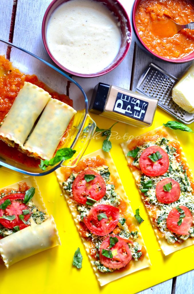 Spinach and cheese Lasagna roll ups 