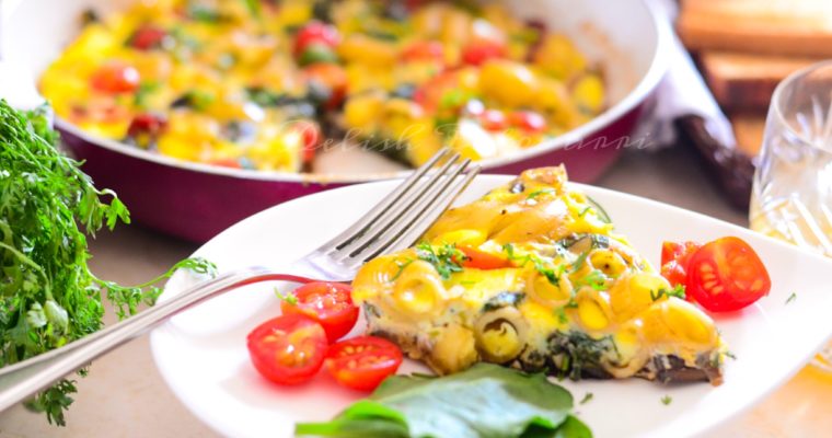 No Bake Leftover Pasta Frittata