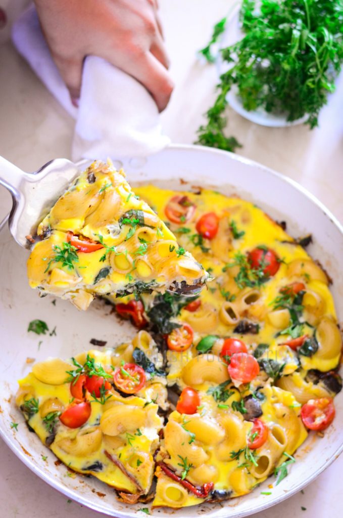 No Bake Leftover Pasta Frittata 